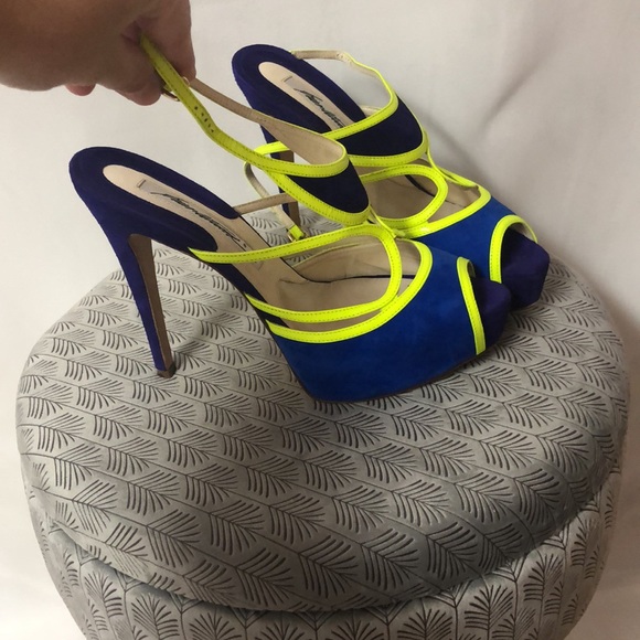 Brian Atwood neon platforms heels - Picture 2 of 6